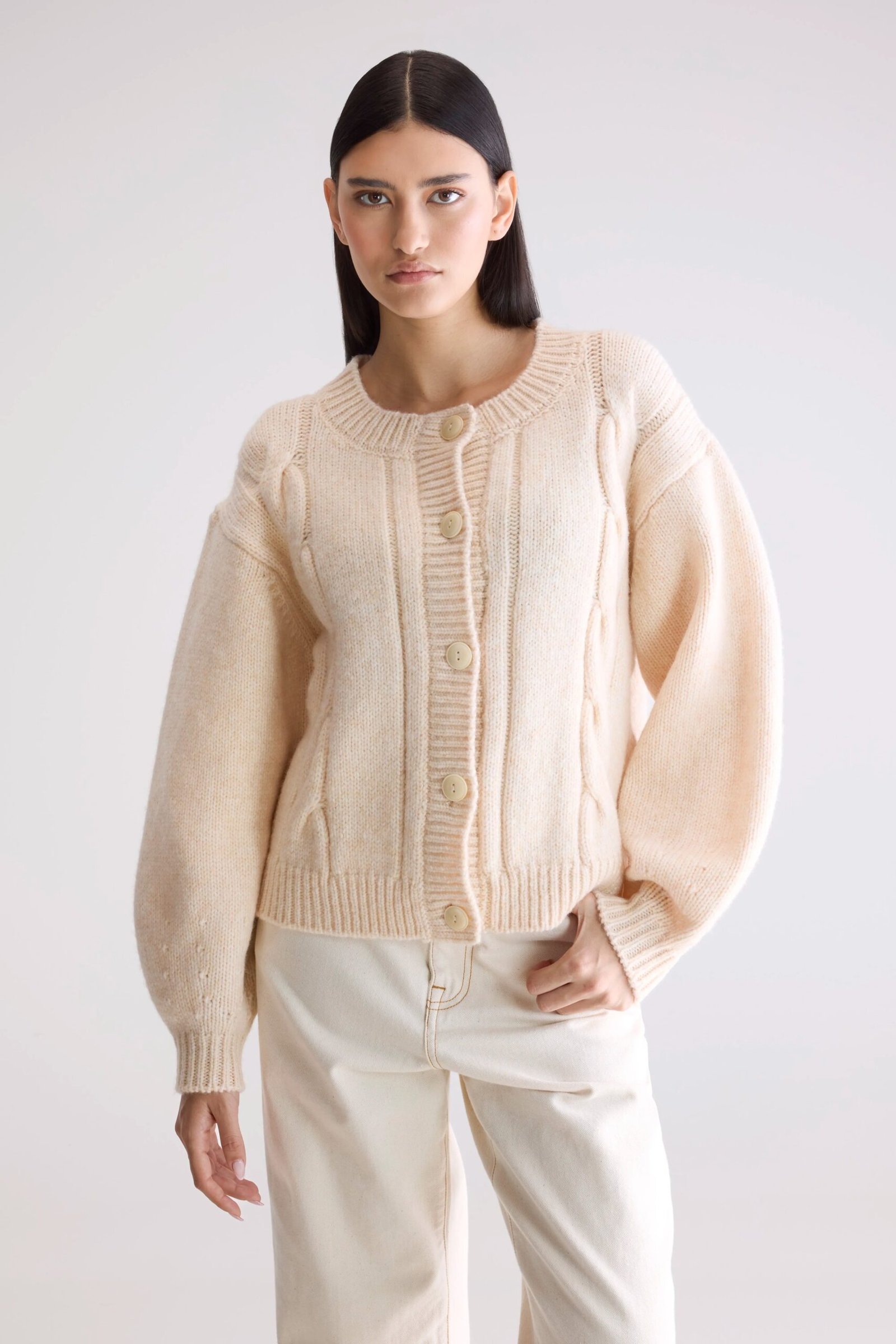 Dico chunky cardigan (252 / W / IVORY) - Image 2