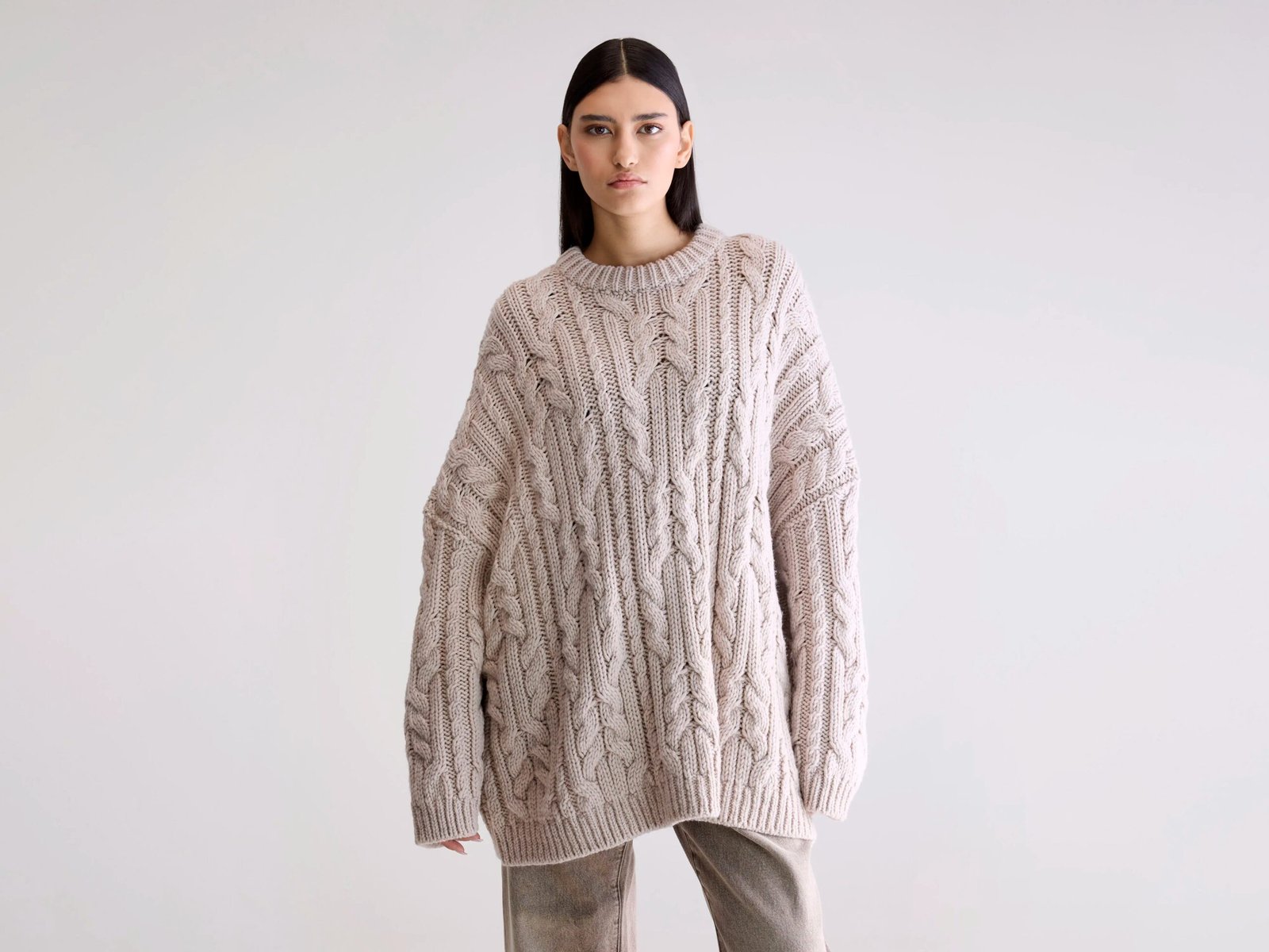 Nesk cable knit sweater (252 / W / SABLE)